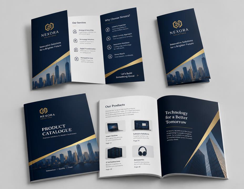 Corporate tri-fold brochures and catalogue